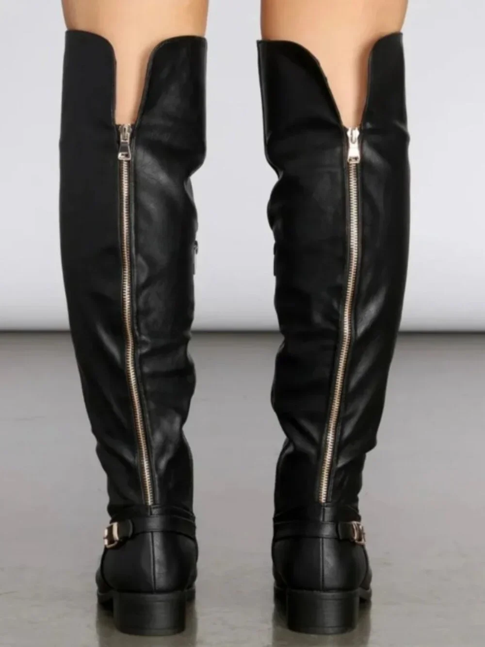 Top Moda Faux Leather Over The Knee Riding Boots Black Western Shoes Size 8 Boho